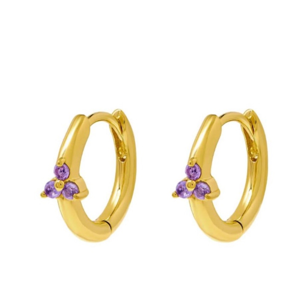 Midsummer Star Starburst Amethyst Huggies in gold vermeil